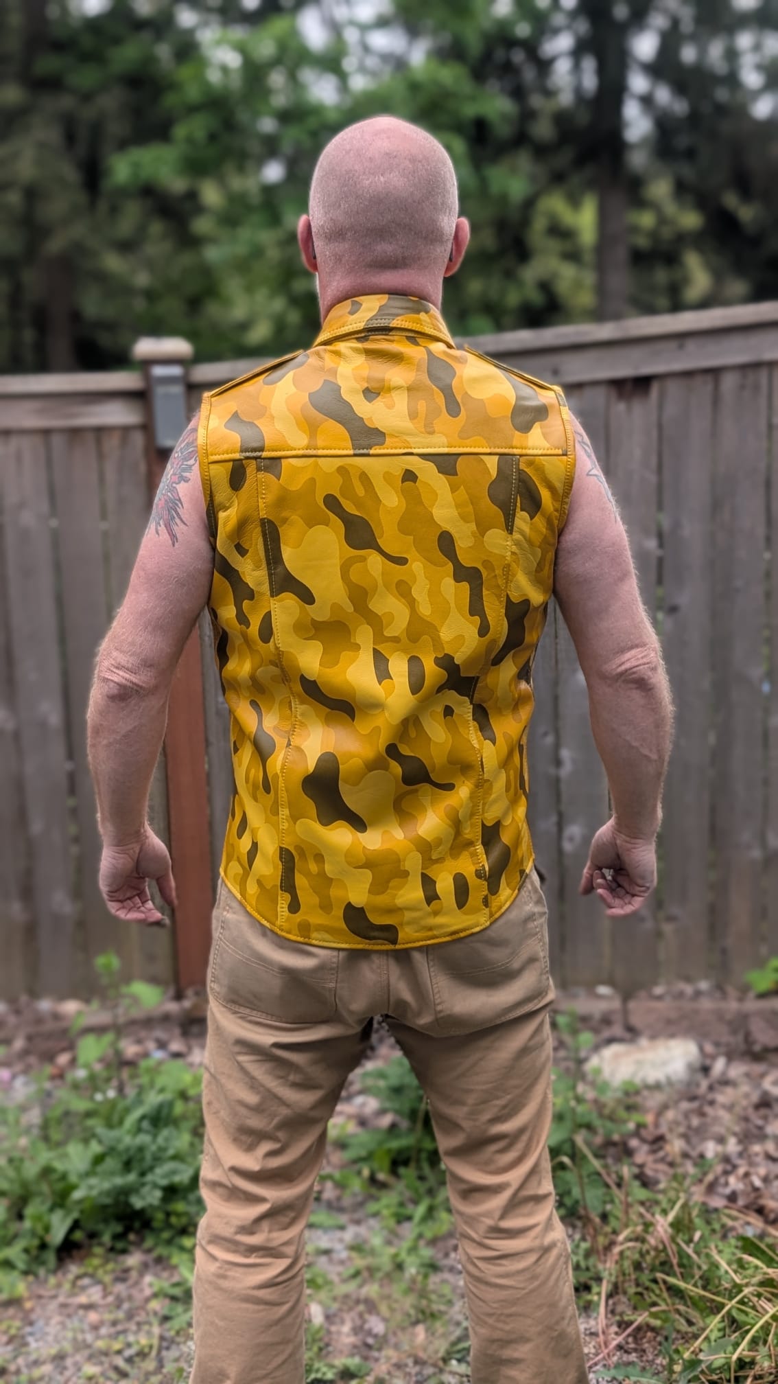 Camo Leather Sleevless Shirt