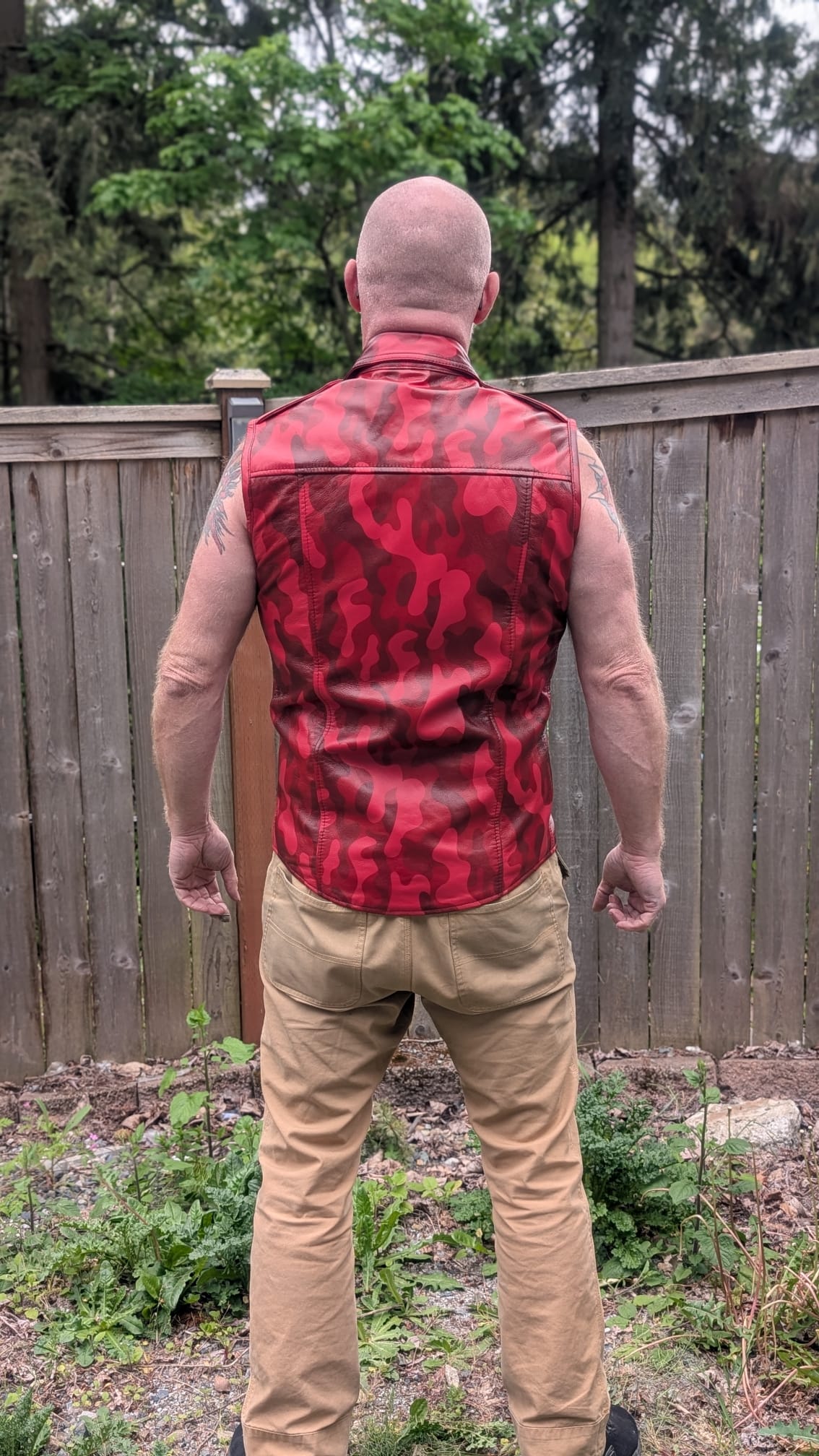 Camo Leather Sleevless Shirt