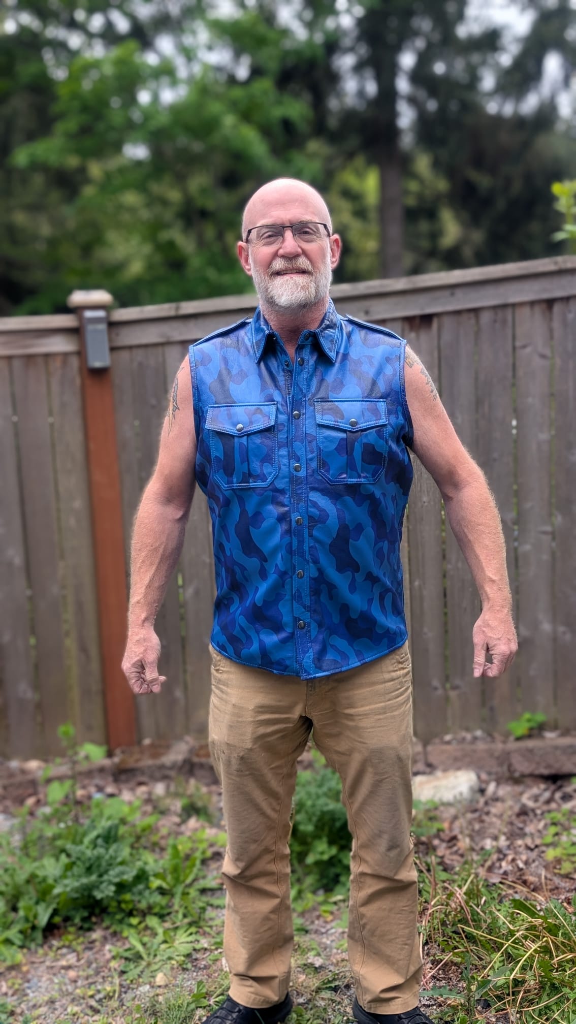 Camo Leather Sleevless Shirt