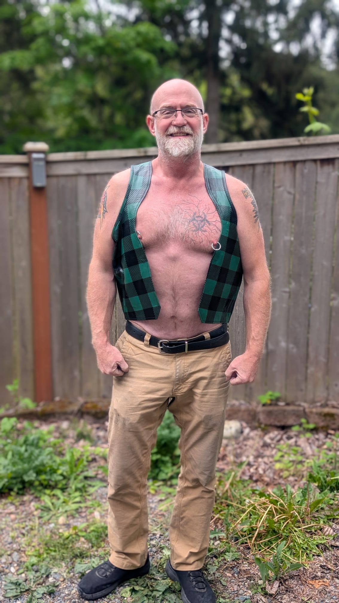 Plaid Leather Bar Vest