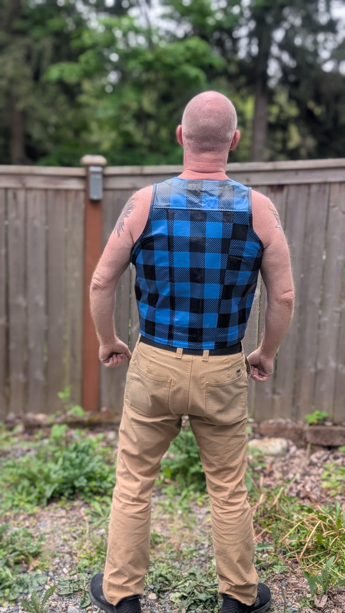 Plaid Leather Bar Vest