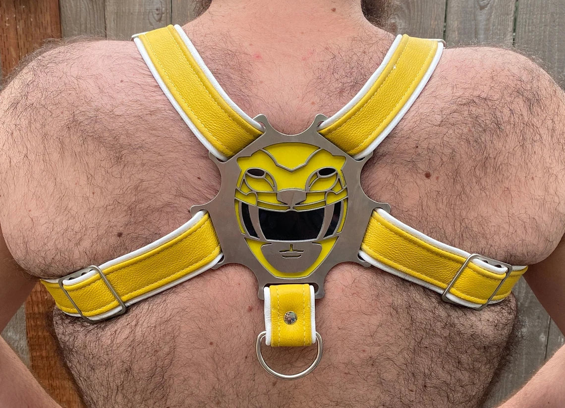 Yellow Rainbow Ranger Themed Deluxe Bulldog Harness
