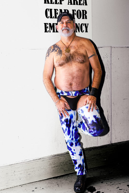 Bleacher Colored Leather Chaps (Blue/White Only)