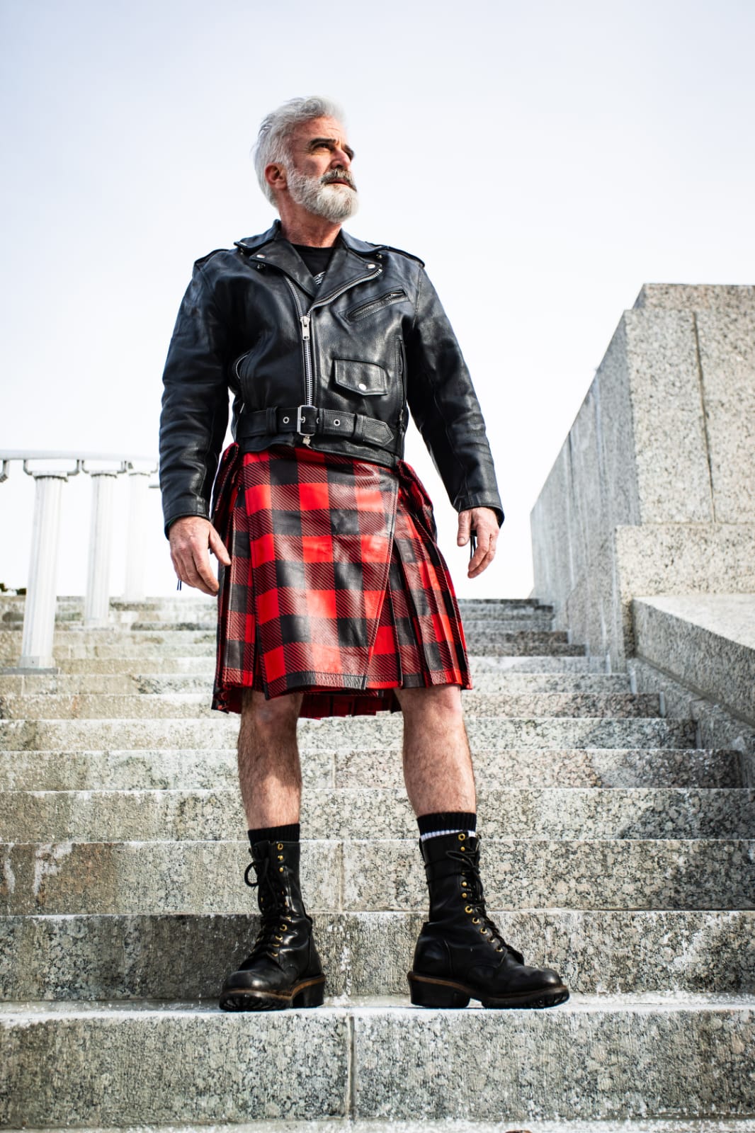 Red Plaid Leather Kilt