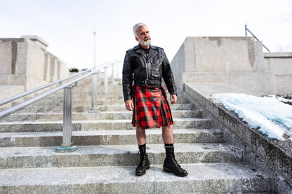 Red Plaid Leather Kilt
