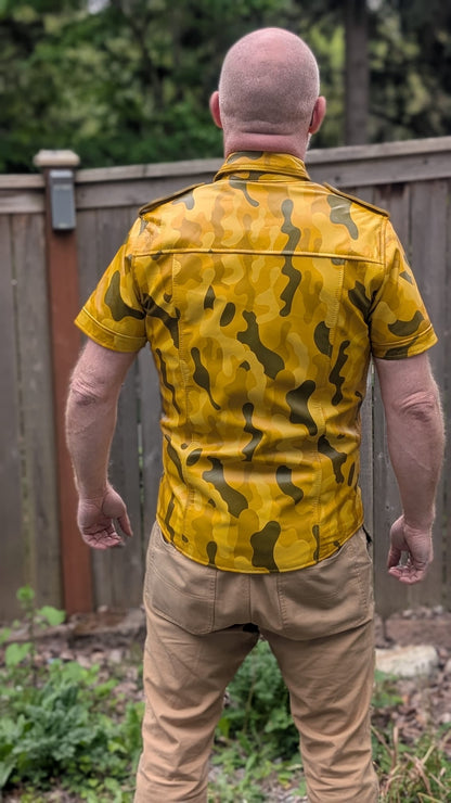 Short Sleeve Camo Leather Shirt