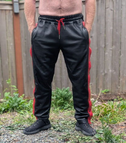 Leather Side-Button Track Pants
