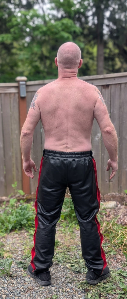 Leather Side-Button Track Pants