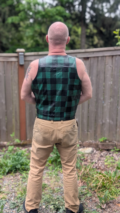 Plaid Leather Bar Vest