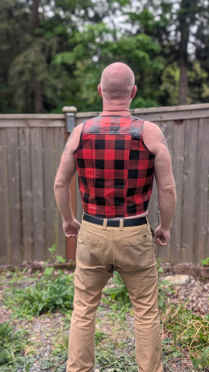 Plaid Leather Bar Vest