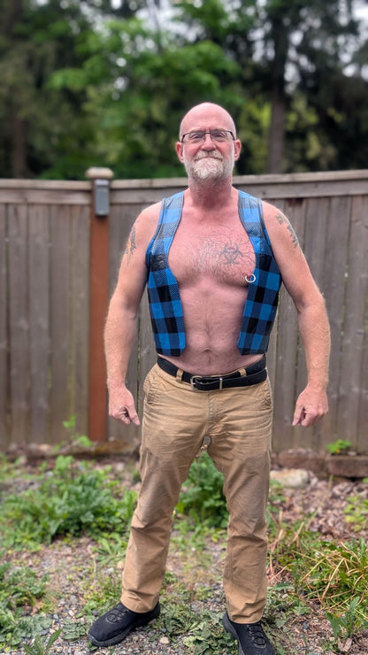 Plaid Leather Bar Vest