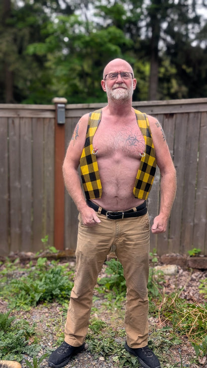 Plaid Leather Bar Vest