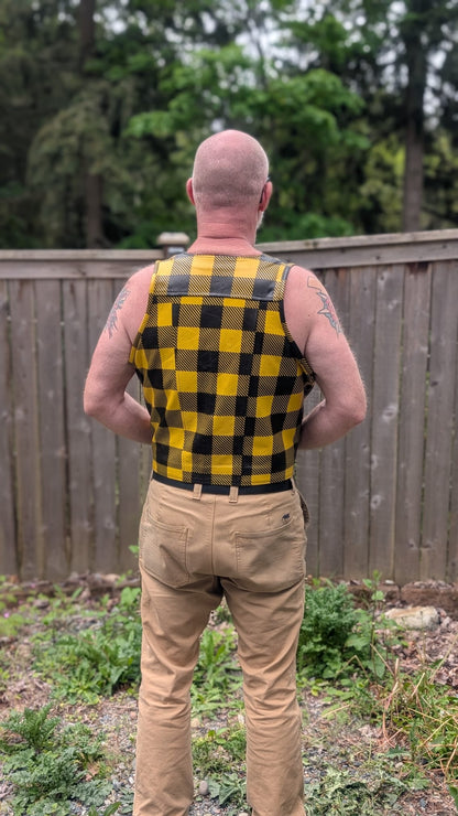 Plaid Leather Bar Vest