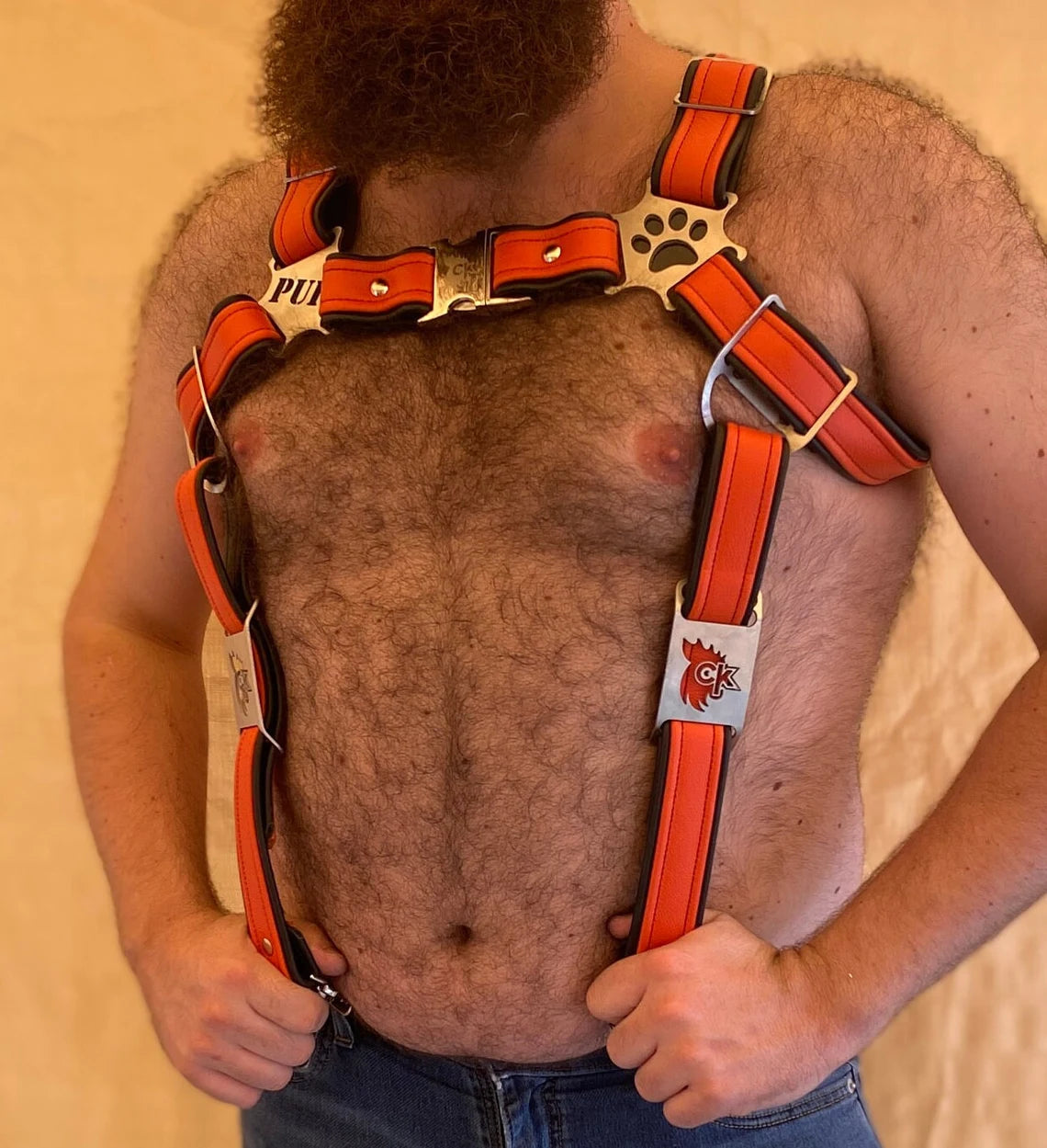 Puppy Play w/ Jock Themed Deluxe Bulldog Harness