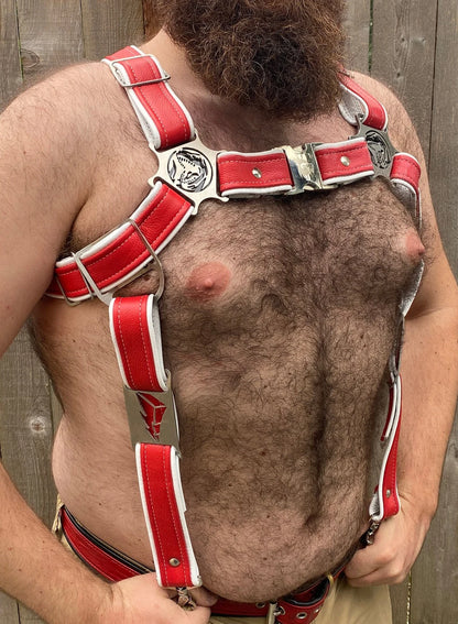 Red Rainbow Ranger Themed Deluxe Bulldog Harness