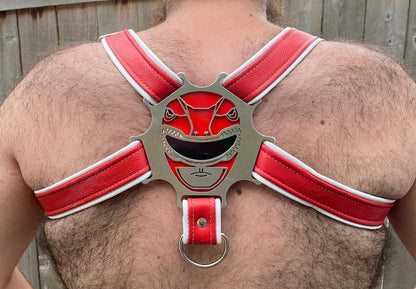Red Rainbow Ranger Themed Deluxe Bulldog Harness