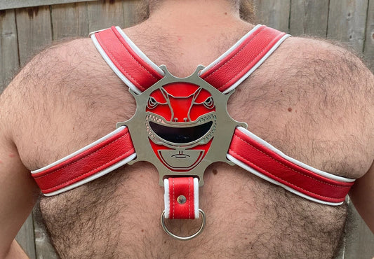 Red Rainbow Ranger Themed Deluxe Bulldog Harness