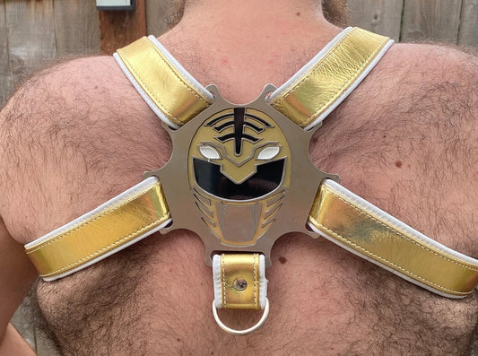 White Rainbow Ranger Themed Deluxe Bulldog Harness