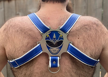Blue Rainbow Ranger Themed Deluxe Bulldog Harness