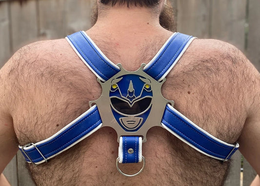 Blue Rainbow Ranger Themed Deluxe Bulldog Harness