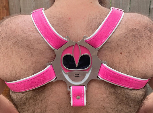 Pink Rainbow Ranger Themed Deluxe Bulldog Harness