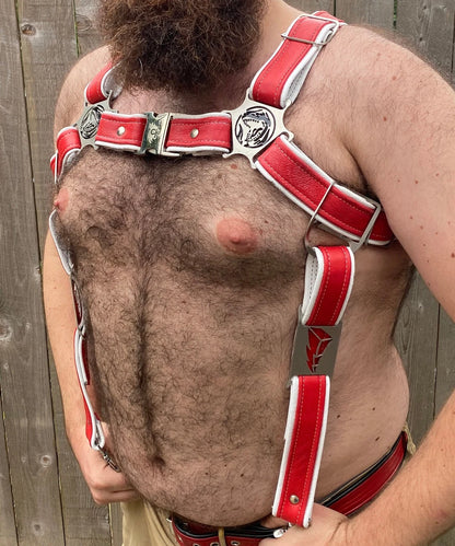 Red Rainbow Ranger Themed Deluxe Bulldog Harness