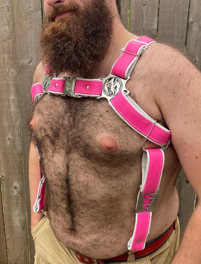 Pink Rainbow Ranger Themed Deluxe Bulldog Harness