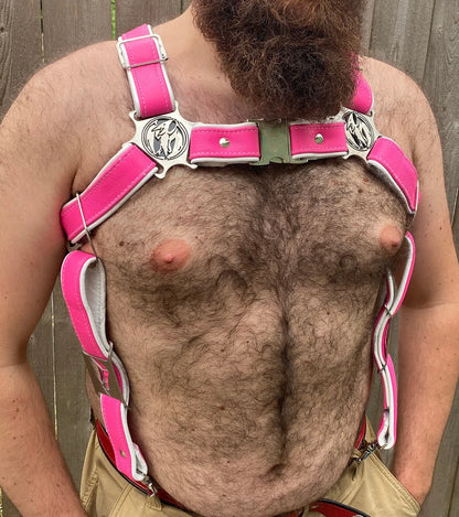 Pink Rainbow Ranger Themed Deluxe Bulldog Harness