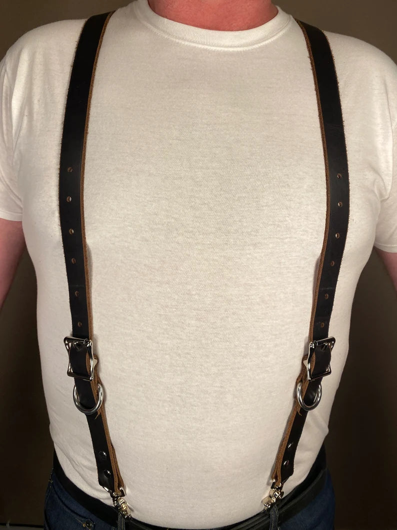 Smoking Pig Leather Suspenders