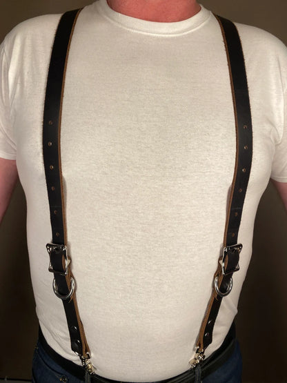 Smoking Pig Leather Suspenders