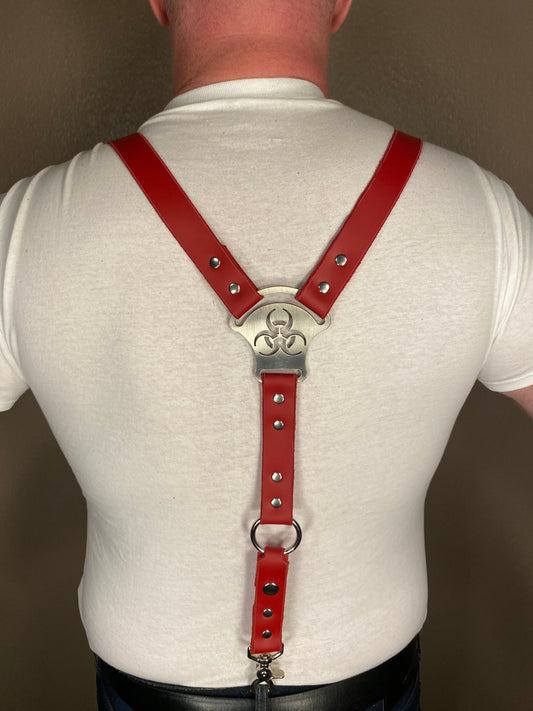 Biohazard Leather Suspenders