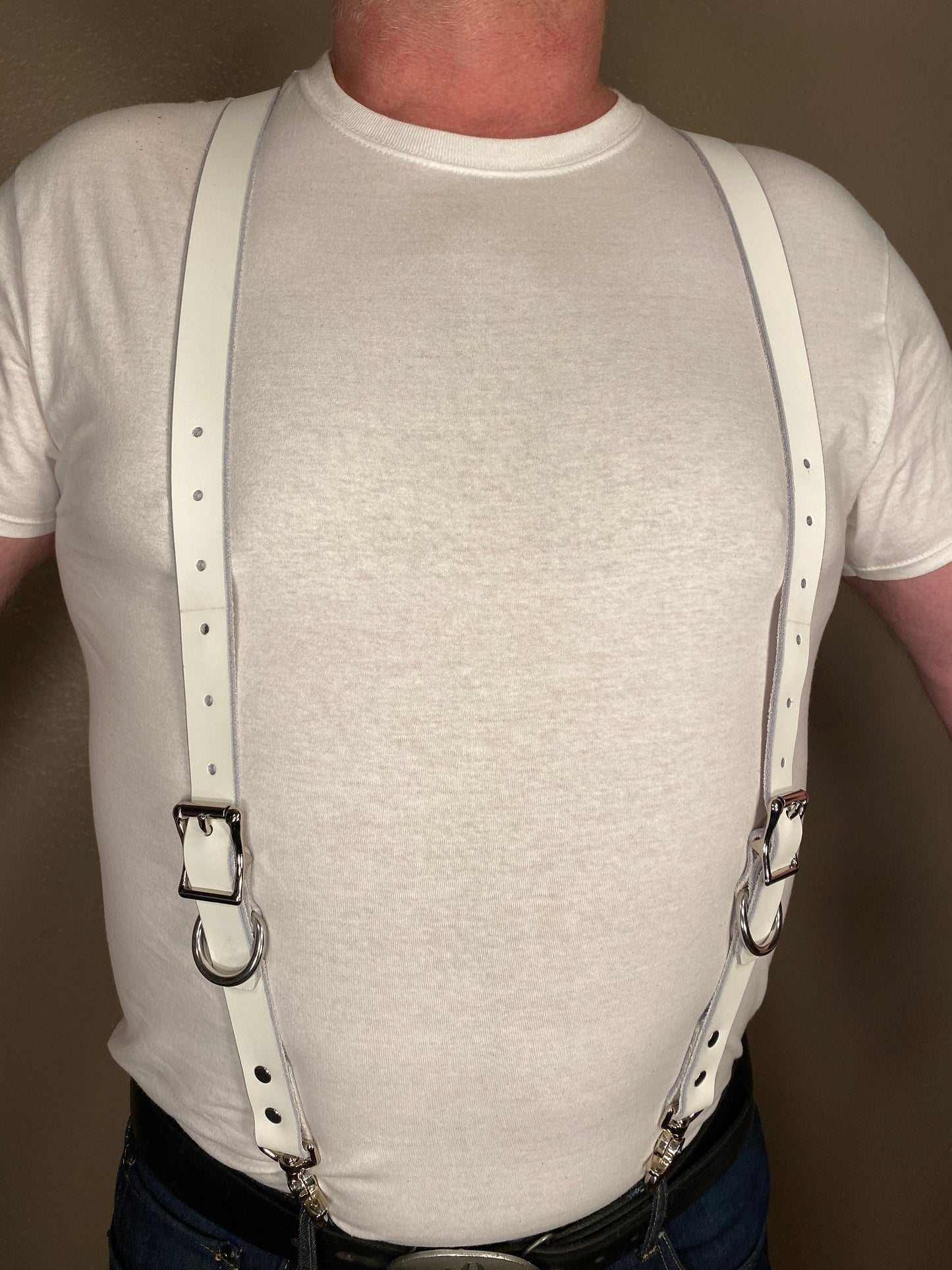 Biohazard Leather Suspenders